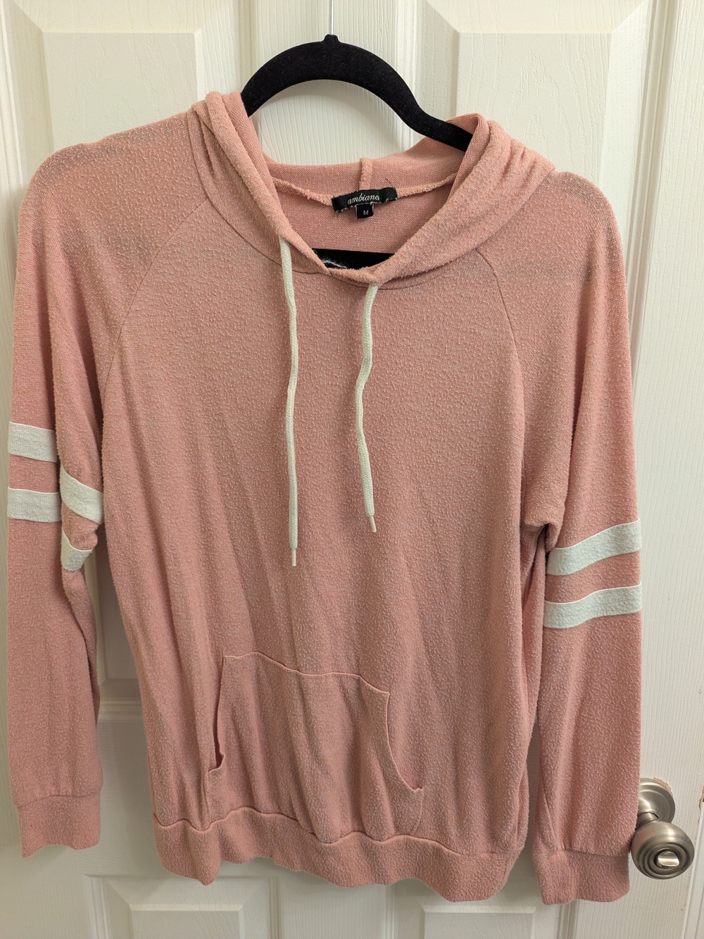 Ambiance Dusty Pink Hoodie with Cream Stripe Accents